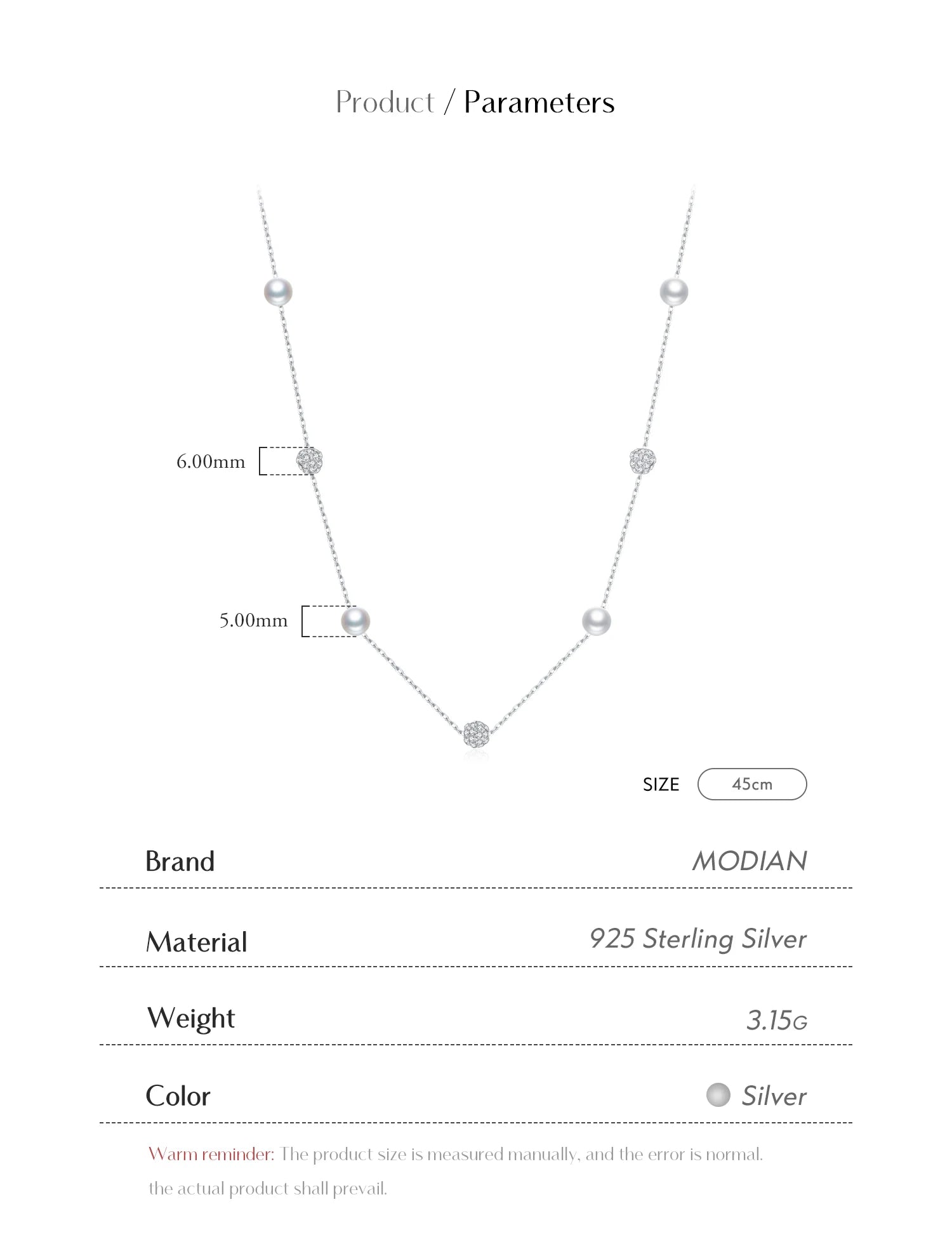 Modian Sterling Silber Zirkon Perlen & Perlenkette Halsketten Anhänger für Frauen edlen Schmuck Valentinstag Geschenke