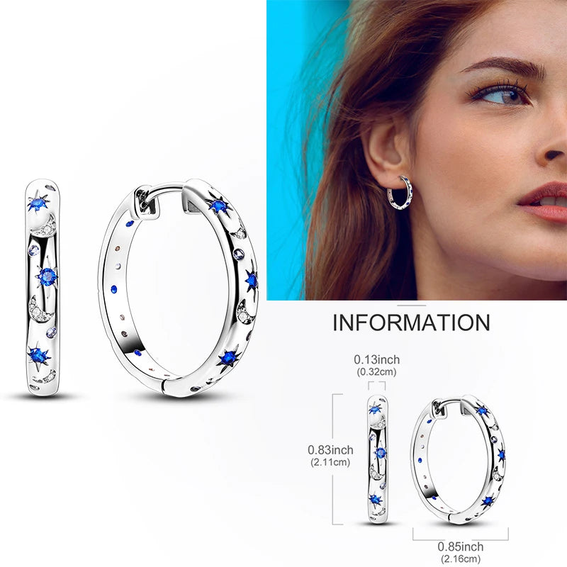 Creolen aus 925er-Sterlingsilber, Mond, Sonne, Original-Ohrring, Anhänger, Zirkon, Herzform, Stern-Ohrring, für Frauen und Mädchen, zur Herstellung von Schmuck