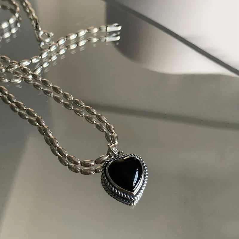 PANJBJ Onyx-Halskette aus 925er-Sterlingsilber für Frauen und Mädchen, prägnante Individualität, Modeschmuck, Geburtstagsgeschenk, Dropshipping