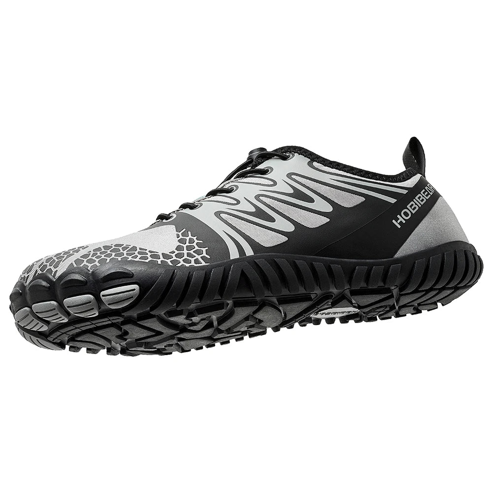 HOBIBEAR Barfußschuhe mit breiter Zehenpartie für Unisex, Kunstleder, Outdoor-Walking-Sneaker, Zero Drop, minimalistische Schuhe mit elastischem Band