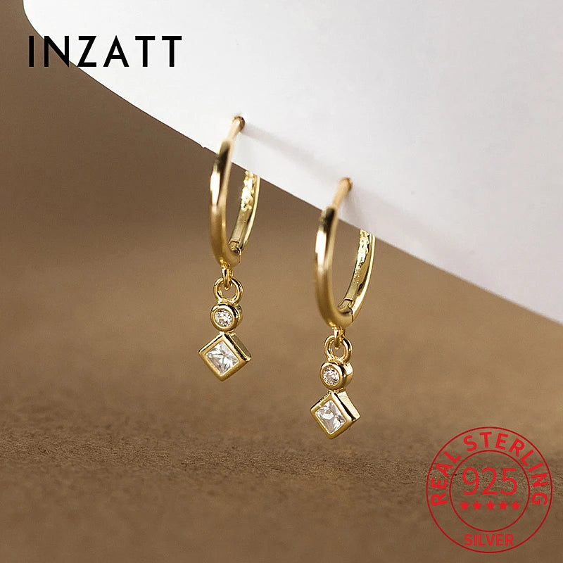 INZATT INS Heißer Echt 925 Sterling Silber Zirkon Hoop Ohrringe Für Mode Frauen Punk Edlen Schmuck 18 karat Gold zubehör
