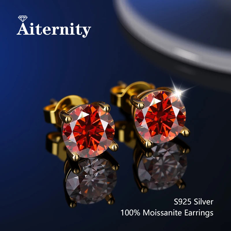 100 % echtes Sterlingsilber S925 Moissanit Ohrringe Ohrstecker mit 2 Zertifikaten D VVS1 Pass Diamant Teststift für Frauen Männer Schmuck