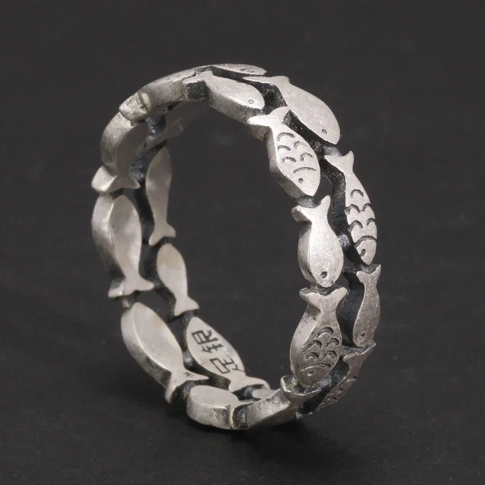 Silberring  – Handgefertigter Unisex-Fischring