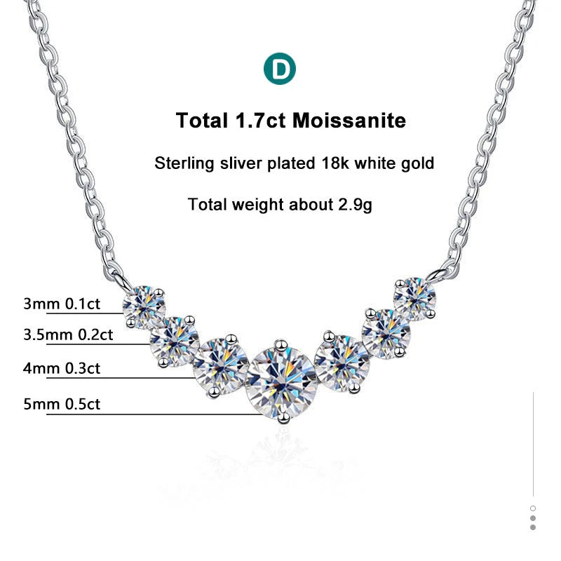 Moissanit-Halskette für Damen, Hochzeit, edler Schmuck mit Zertifikaten, 925er-Sterlingsilber vergoldete Halskette aus 18 Karat Weißgold