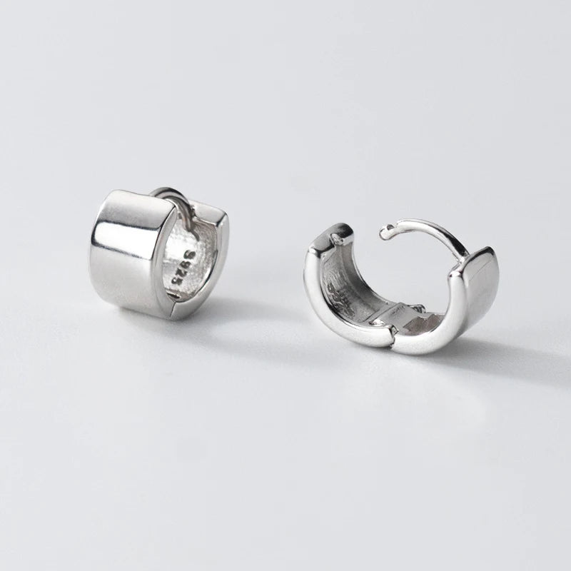 INZATT Creolen aus echtem 925er-Sterlingsilber, 5 mm breite Oberfläche, für Damen, klassischer feiner Schmuck, minimalistische Accessoires