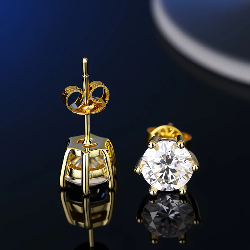 100 % echtes Sterlingsilber S925 Moissanit Ohrringe Ohrstecker mit 2 Zertifikaten D VVS1 Pass Diamant Teststift für Frauen Männer Schmuck