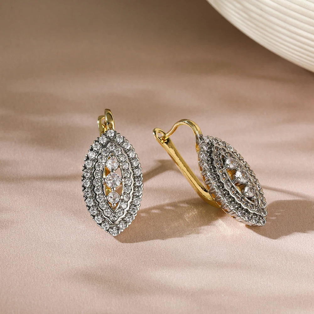 Zweifarbige Kristall-Ohrringe Vergoldet Damen