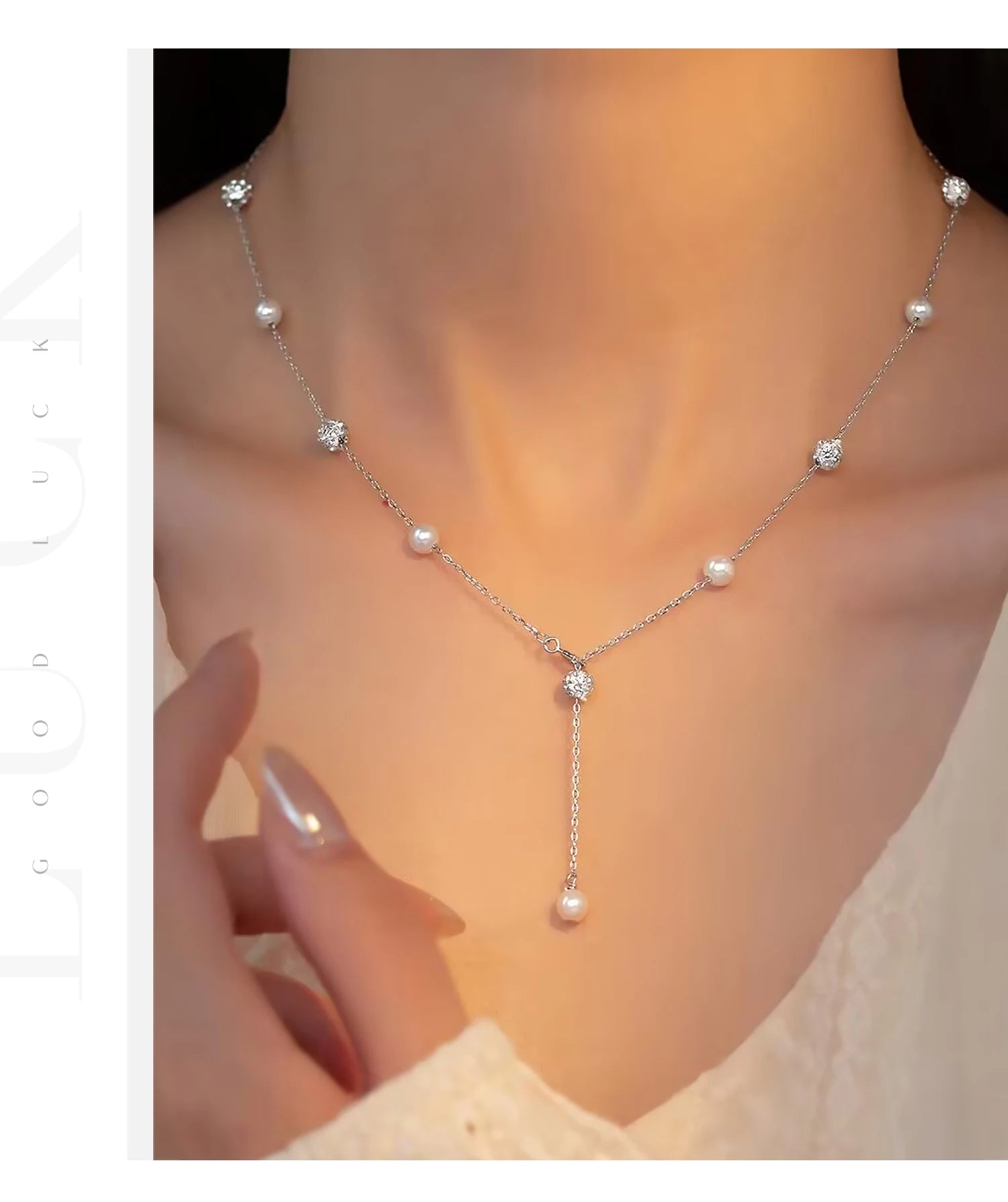 Modian Sterling Silber Zirkon Perlen & Perlenkette Halsketten Anhänger für Frauen edlen Schmuck Valentinstag Geschenke