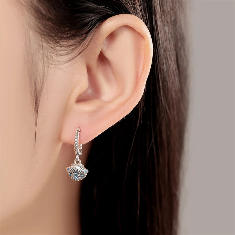 925er-Sterlingsilber, ein Paar farbige Herz-Ohrringe, passend für Original-Charms, Creolen für Frauen und Mädchen, Ohrstecker, edler Schmuck