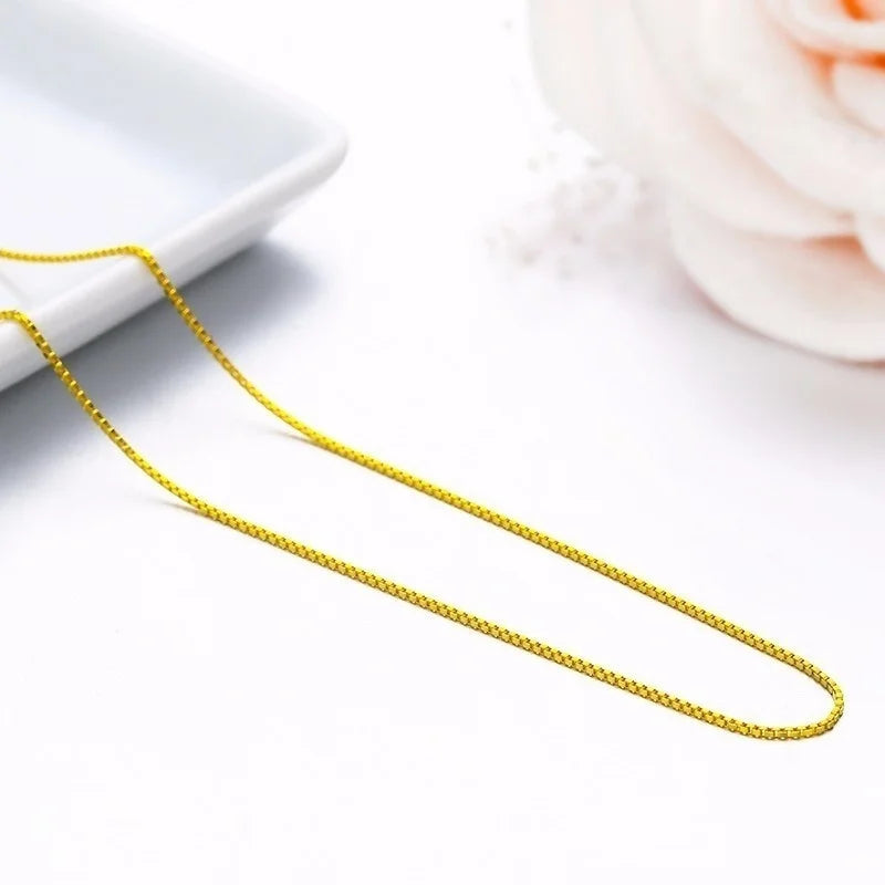 35-80cm 0,65mm Dünne Echt 925 Sterling Silber Gold Farbe Box Kette Halskette Frauen Kinder Mädchen Kinder herren Schmuck Kolye Collares