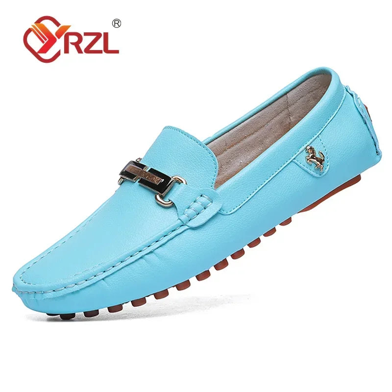 YRZL Schuhe für Herren, handgefertigt, PU-Leder, Loafer, lässig, zum Fahren, flache Schuhe, Slip-on-Schuhe, luxuriöse, bequeme Mokassins, weiße Loafer-Schuhe für Herren