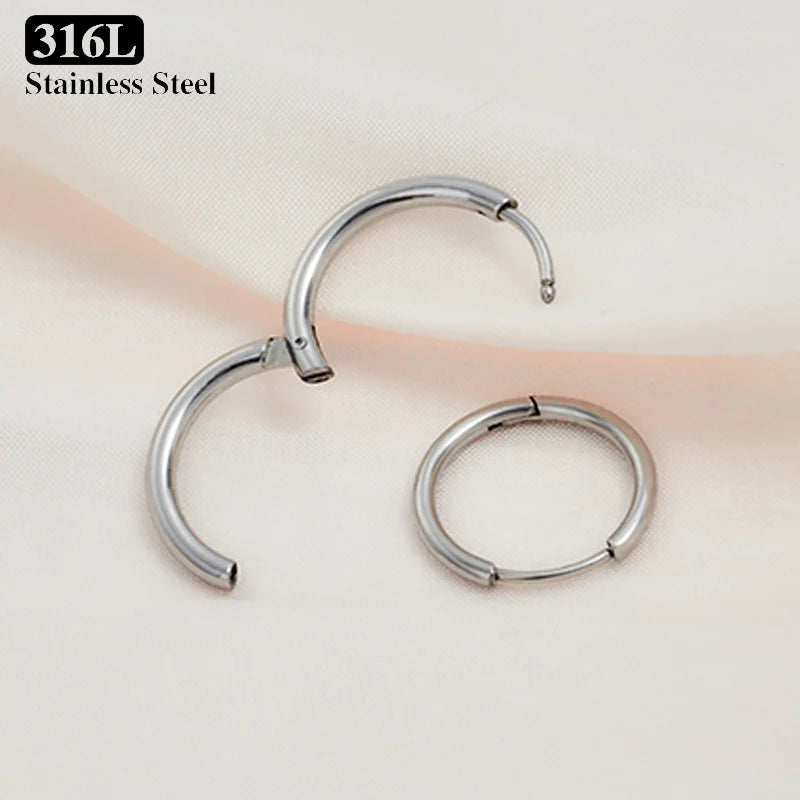 3/50/100 Paar kleine Creolen aus Edelstahl für Damen und Herren, goldfarben, schwarzer Kreis, dicker Ohrring, Huggie-Ohrringe, Piercing