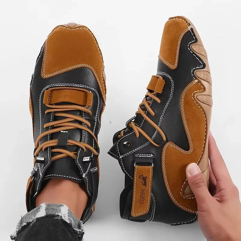 Herren Retro Leder Sneaker – Atmungsaktive Outdoor Sommer Freizeitschuhe