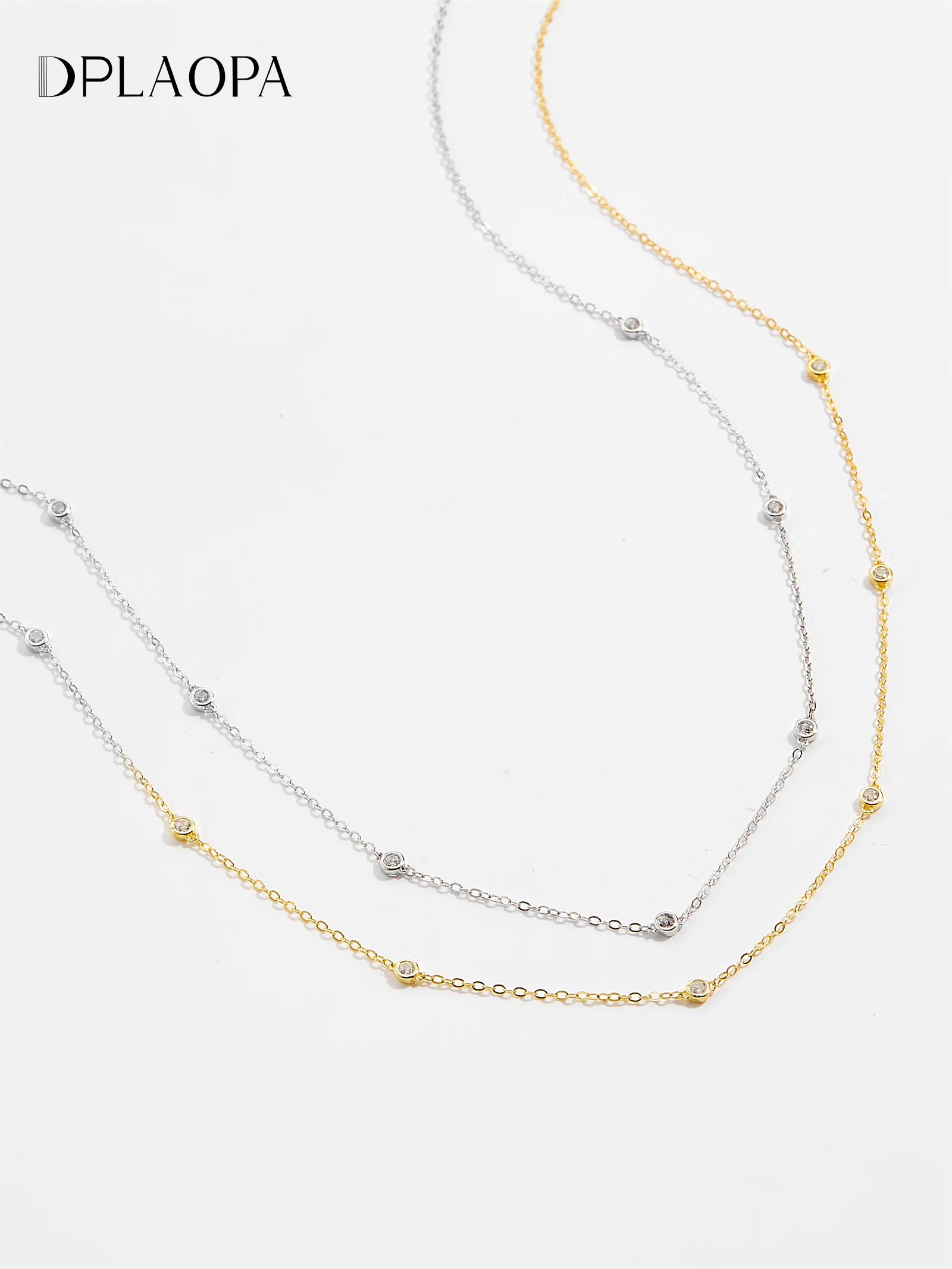 DPLAOPA 925 Sterling Silber zierliche Zirkon CZ Charm Halsband Halskette lange Kette Luxus edlen Schmuck 2022 Hochzeit Kristall Juwelen