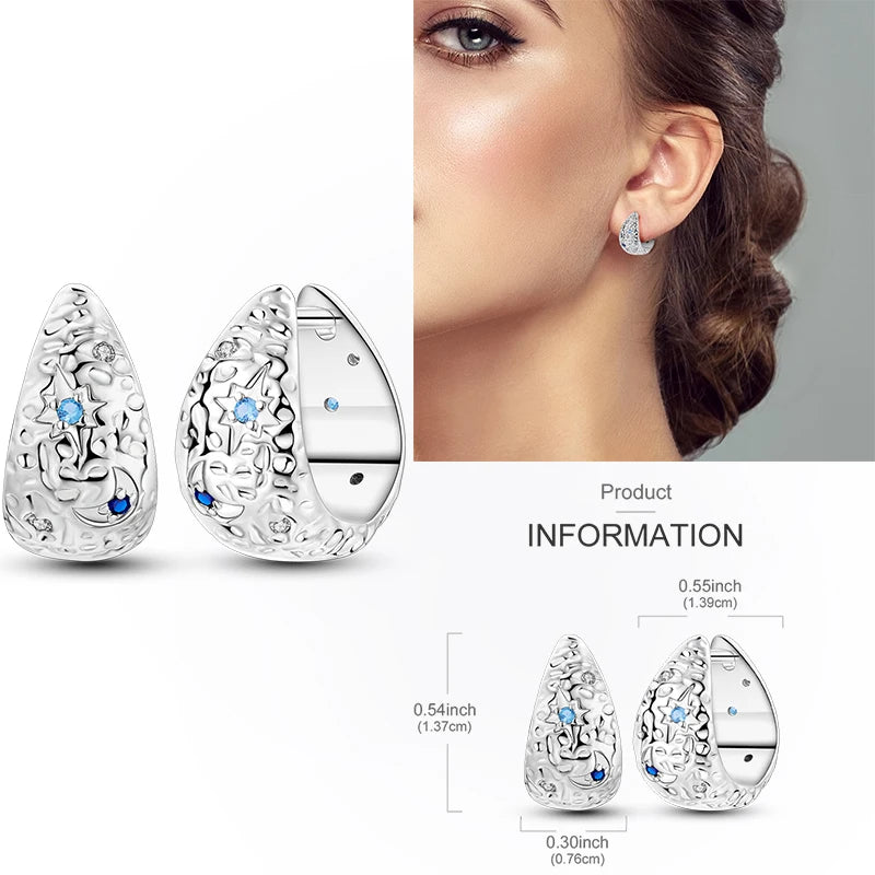 Creolen aus 925er-Sterlingsilber, Mond, Sonne, Original-Ohrring, Anhänger, Zirkon, Herzform, Stern-Ohrring, für Frauen und Mädchen, zur Herstellung von Schmuck