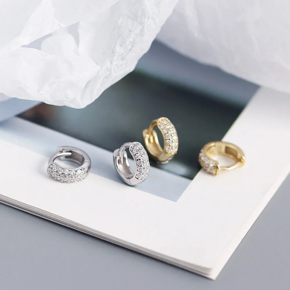 INZATT Echt 925 Sterling Silber 18 Karat Gold Voller Zirkon Runde Creolen für Frauen OL Edlen Schmuck Licht Luxus zubehör