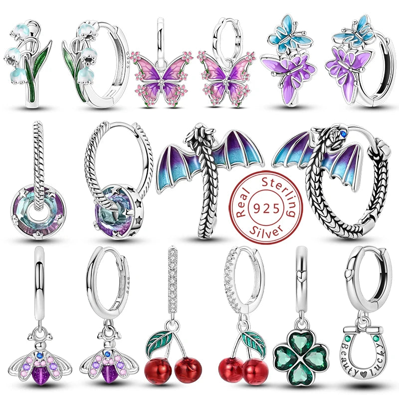 2025 neue 925 Sterling Silber Creolen Blumen Zirkon Tropfen Ohrringe Stud Für Frau Feine Geburtstag Hochzeit Schmuck Geschenke