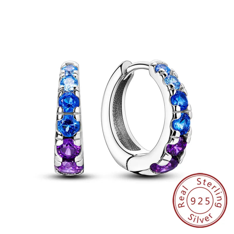 Creolen Original 925 Sterling Silber Blaues Sternenlicht Kristall Feuerdrache Schmetterling Ohrringe Für Frauen Party Hochzeit Schmuck