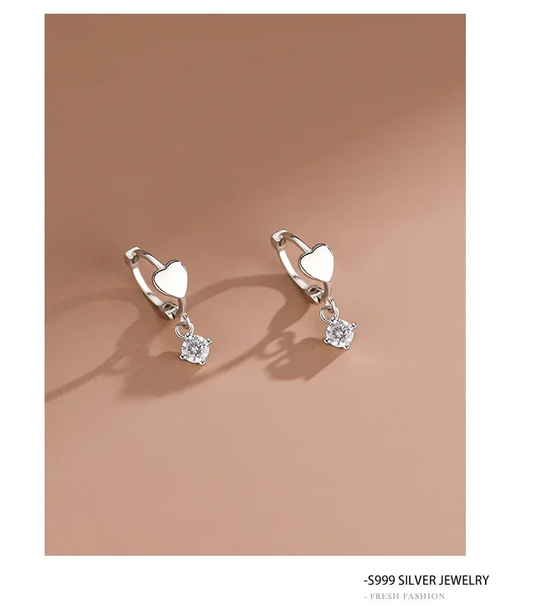 INZATT Echt 925 Sterling Silber Zirkon Anhänger Herz 18 Karat Gold Huggies Creolen Für Frauen Klassische Edlen Schmuck Zubehör