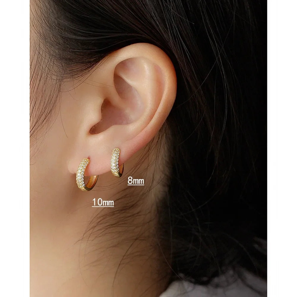 INZATT Echt 925 Sterling Silber 18 Karat Gold Voller Zirkon Runde Creolen für Frauen OL Edlen Schmuck Licht Luxus zubehör