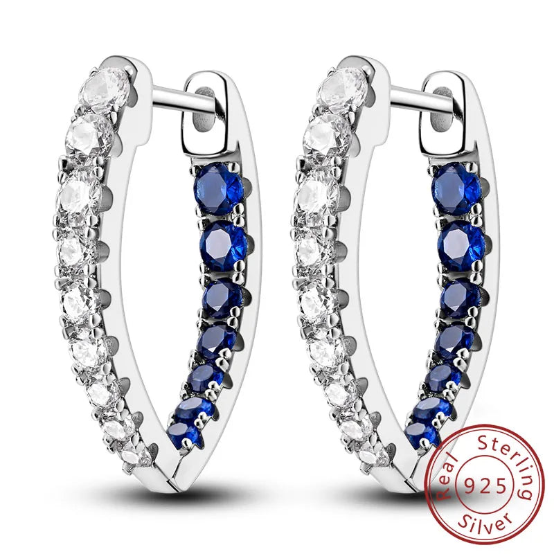 Creolen Original 925 Sterling Silber Blaues Sternenlicht Kristall Feuerdrache Schmetterling Ohrringe Für Frauen Party Hochzeit Schmuck