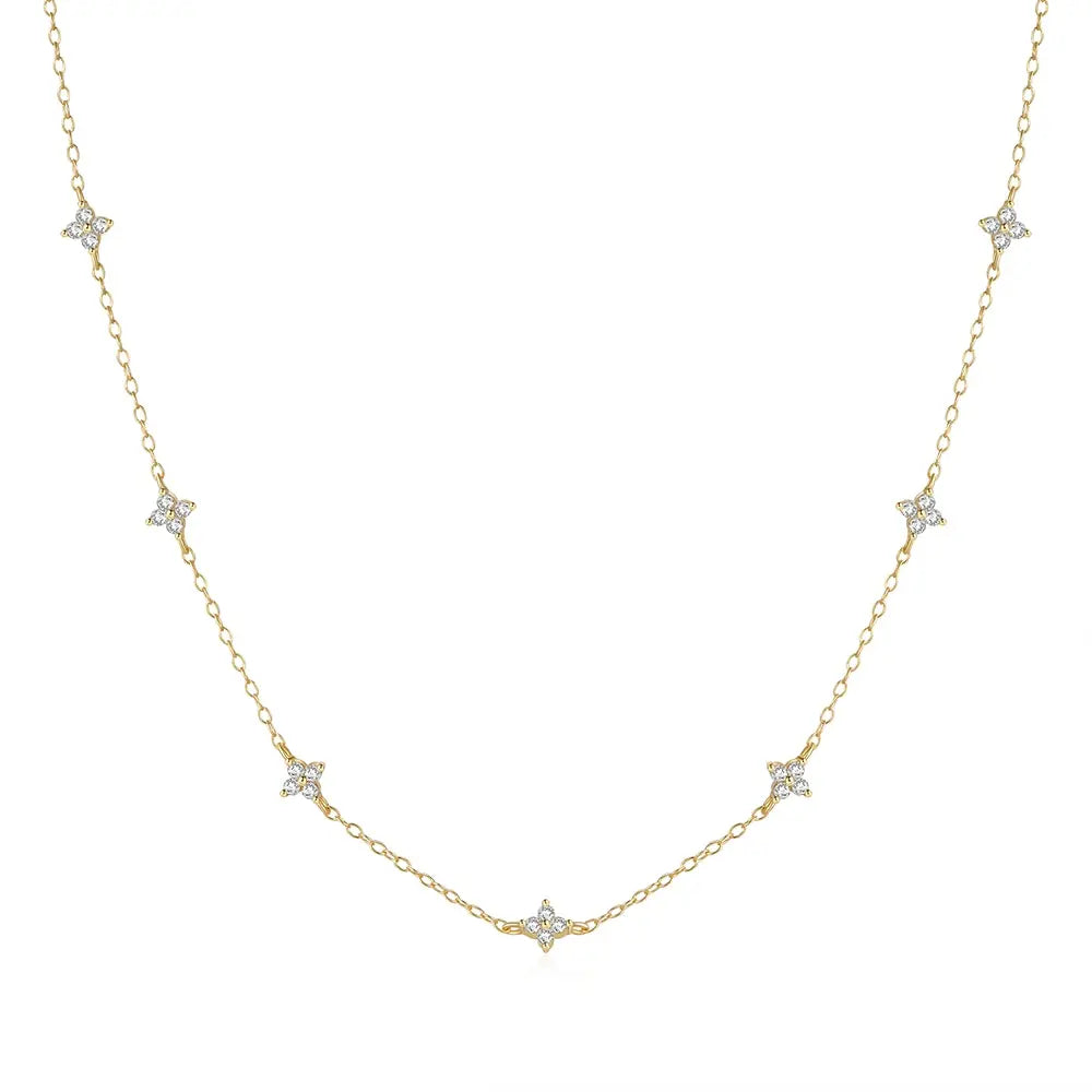 Adjutant 925 Sterling Silber Stapel Choker Kette Frauen zierliche Blume Zirkon Halskette Geometrie koreanischen Schlüsselbein Hals Schmuck Geschenke