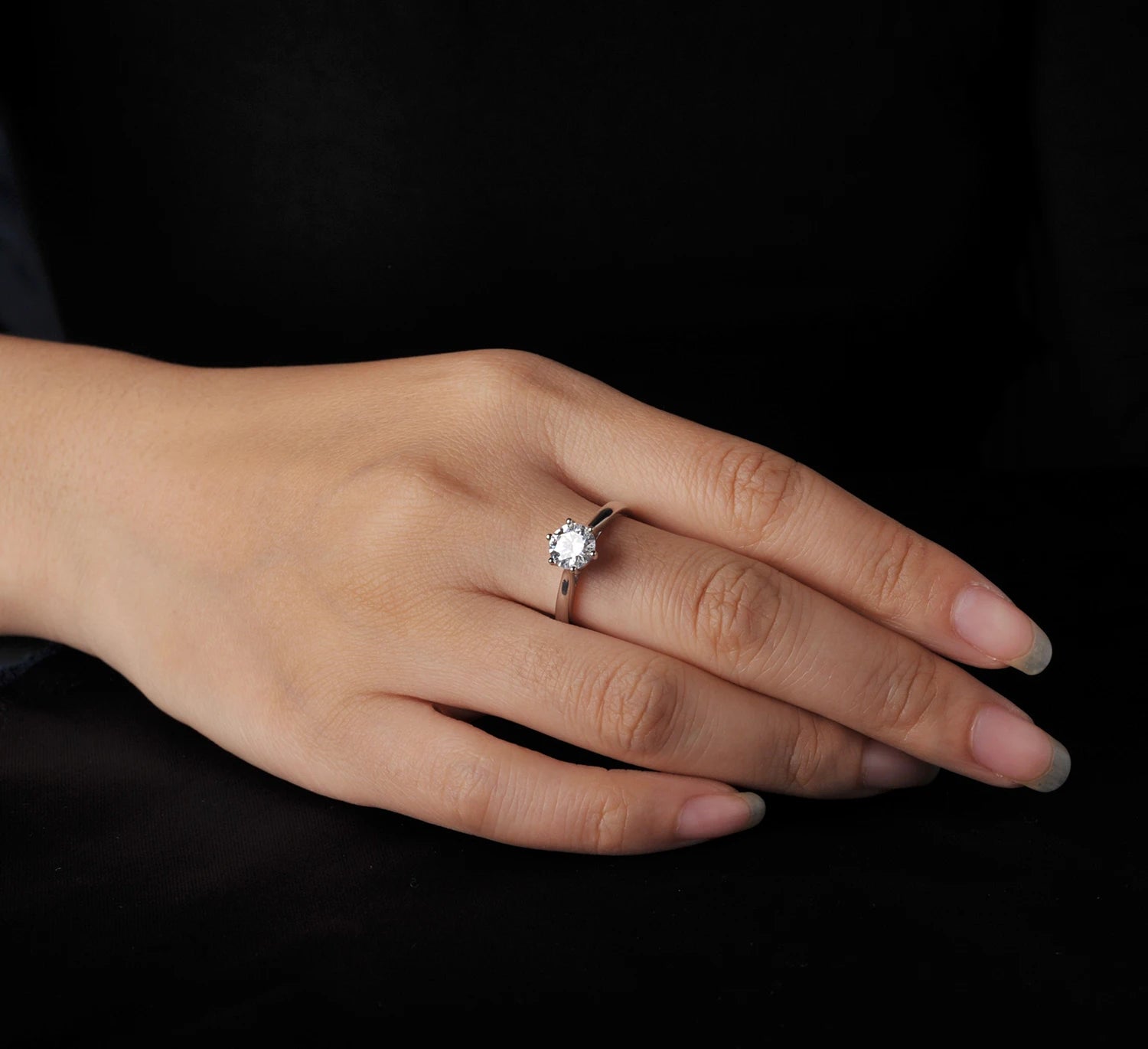 Moissanit Solitärring Silber