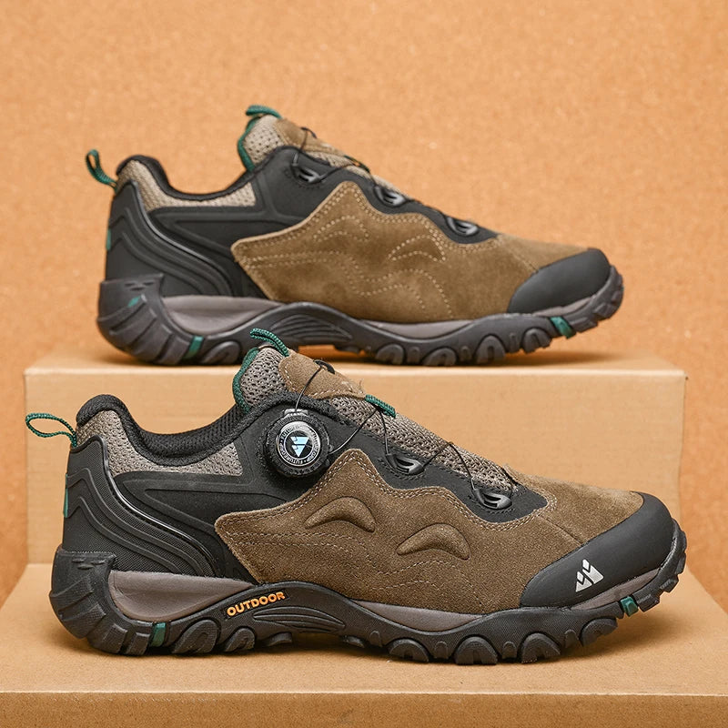 HIKEUP-Lederschuhe für Herren, Outdoor-Wanderschuhe, Touristentreckingsneaker, Bergsteigen, Trail-Joggingschuhe, Spannschloss