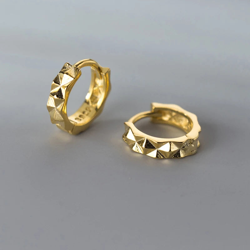 INZATT INS Heißer Echt 925 Sterling Silber Geometrische Hoop Ohrringe Für Mode Frauen Punk Edlen Schmuck 18 karat Gold zubehör