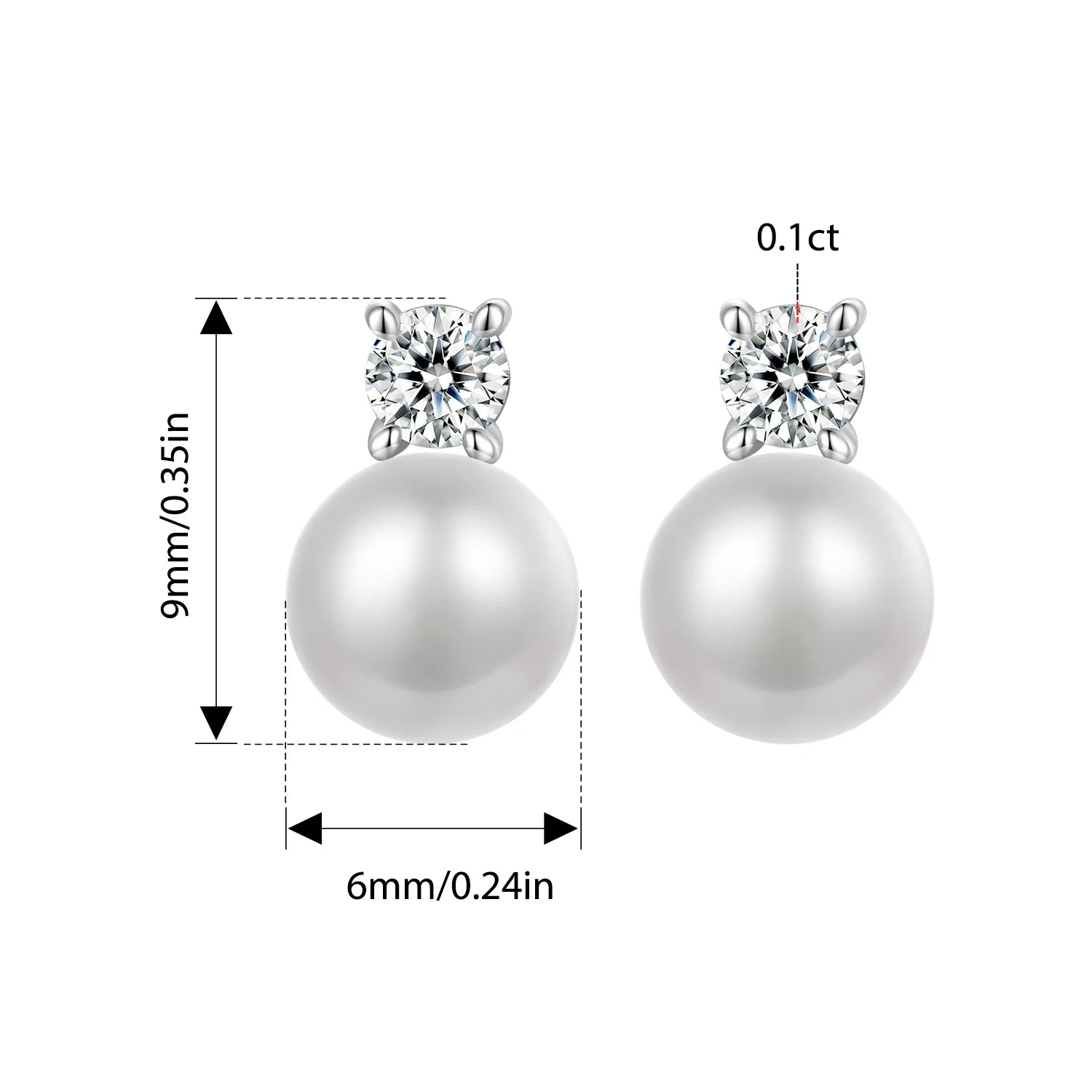 Bamoer U 0,1 CT Mini-Moissanit-Perlen-Ohrstecker, natürliche Süßwasser-Tropfen-Ohrringe, Labordiamant, 925er Sterlingsilber, Schmuck, Geschenk