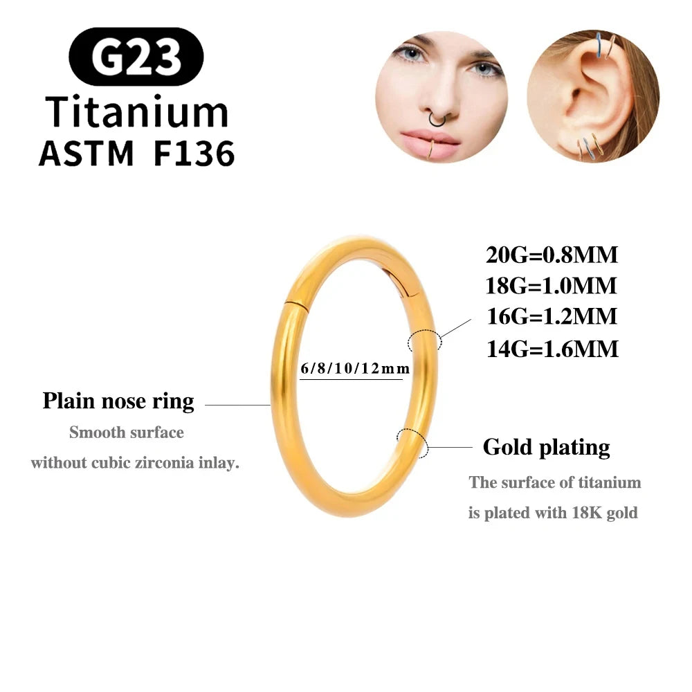 10/50PCS ASTM F136 Titan Nasenring Klapp Clicker Segment Septum Hoop Frauen Männer Ohr Knorpel Helix Ohrring Piercing schmuck