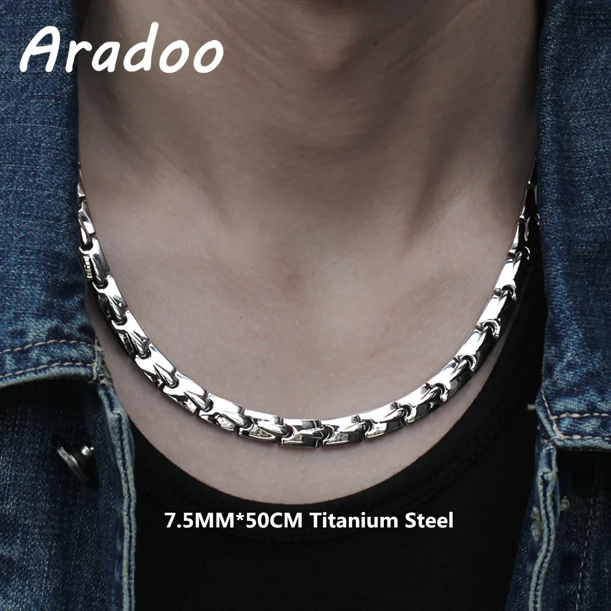 ARADOO Titan Stahl Zirkonia Magnetische Halskette Hämatit Therapie Edelstahl Halsband Halskette Kragen