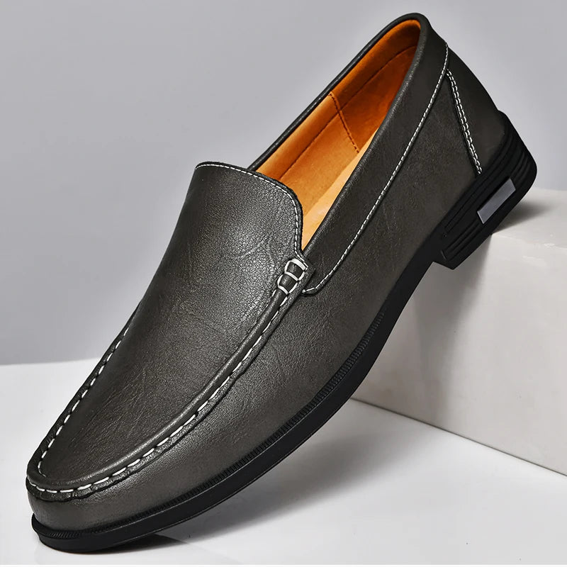 Echt leder Slip on Slipper Männer formelle Kleid Schuhe Büro fahren Hochzeits feier Mocasines Hombre große Größe Freizeit schuhe