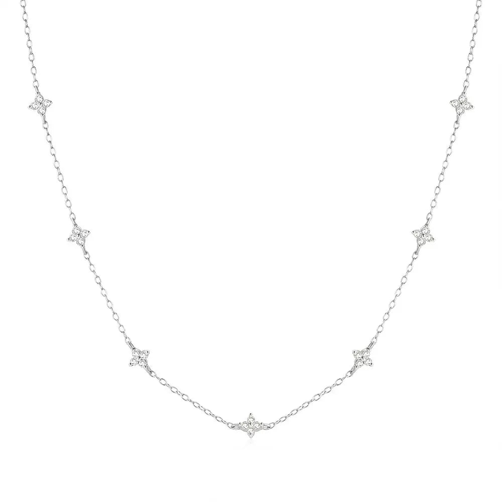 Adjutant 925 Sterling Silber Stapel Choker Kette Frauen zierliche Blume Zirkon Halskette Geometrie koreanischen Schlüsselbein Hals Schmuck Geschenke