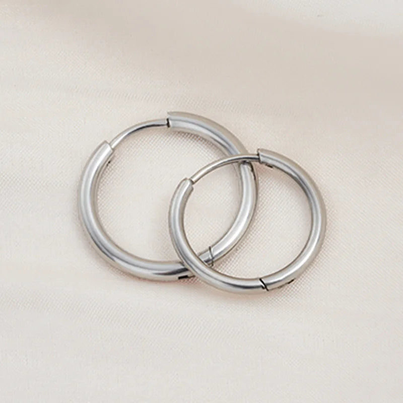 3/50/100 Paar kleine Creolen aus Edelstahl für Damen und Herren, goldfarben, schwarzer Kreis, dicker Ohrring, Huggie-Ohrringe, Piercing