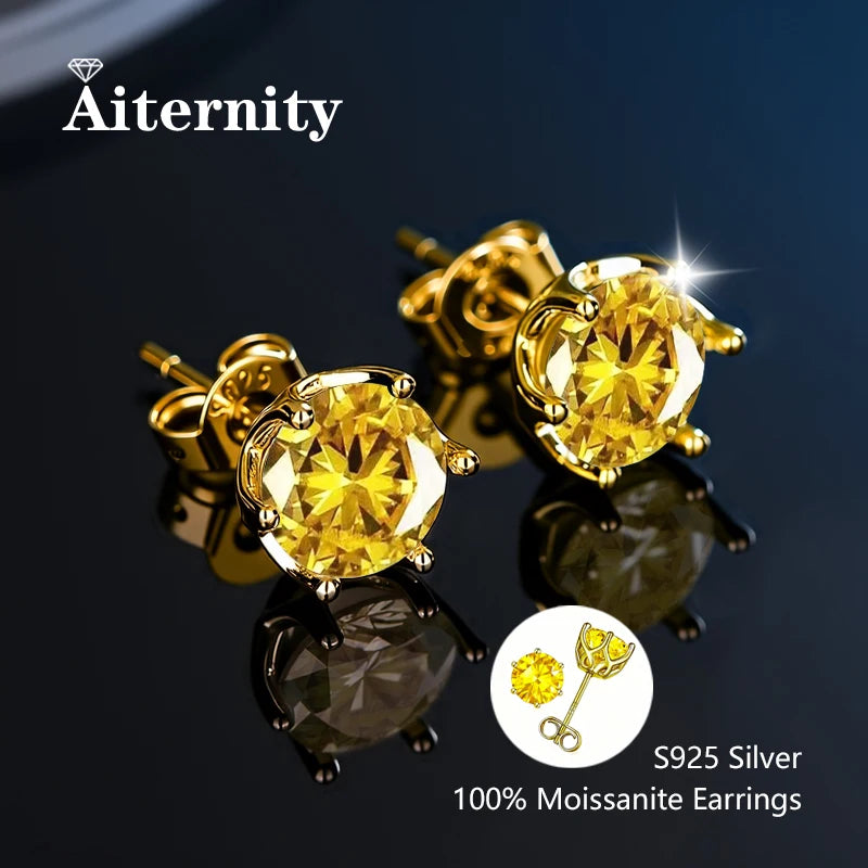 100 % echtes Sterlingsilber S925 Moissanit Ohrringe Ohrstecker mit 2 Zertifikaten D VVS1 Pass Diamant Teststift für Frauen Männer Schmuck