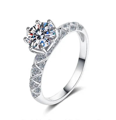 Moissanit-Ring 1ct Damen – Weißgold vergoldet