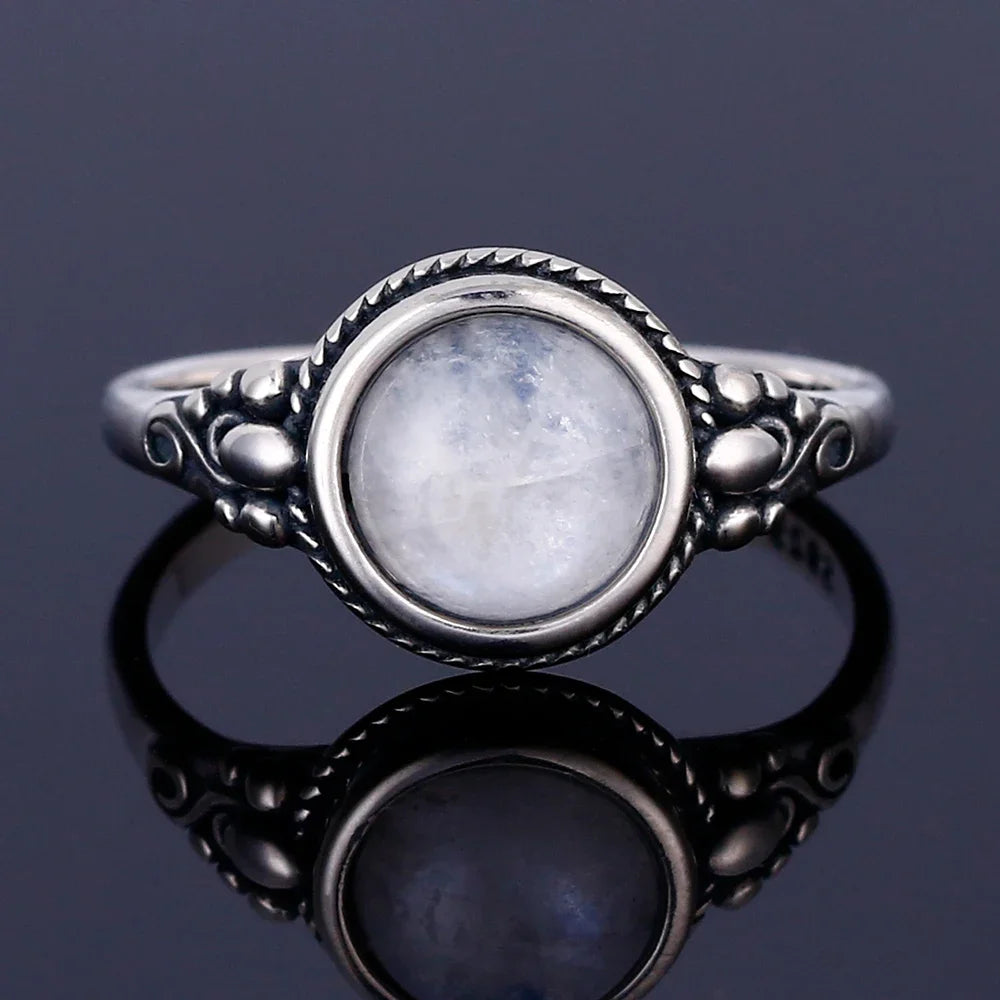 925 Silber Mondstein-Ring Herren