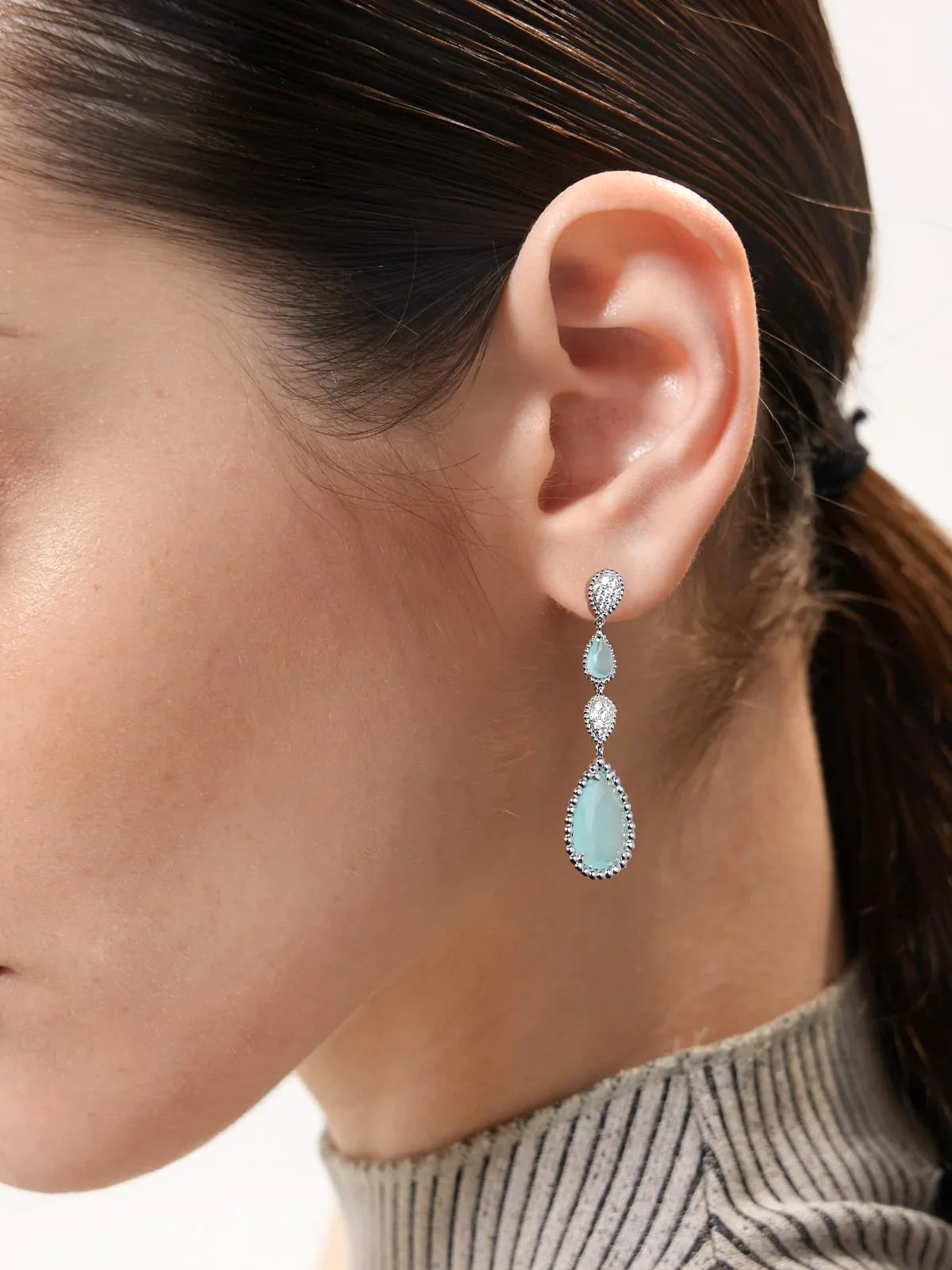 APIR Perlmutt-Wassertropfen-Ohrringe, böhmischer Stil, Damen-Ohrringe, Chalcedon/Granat, baumelnde Ohrringe, täglicher niedrigster Preis