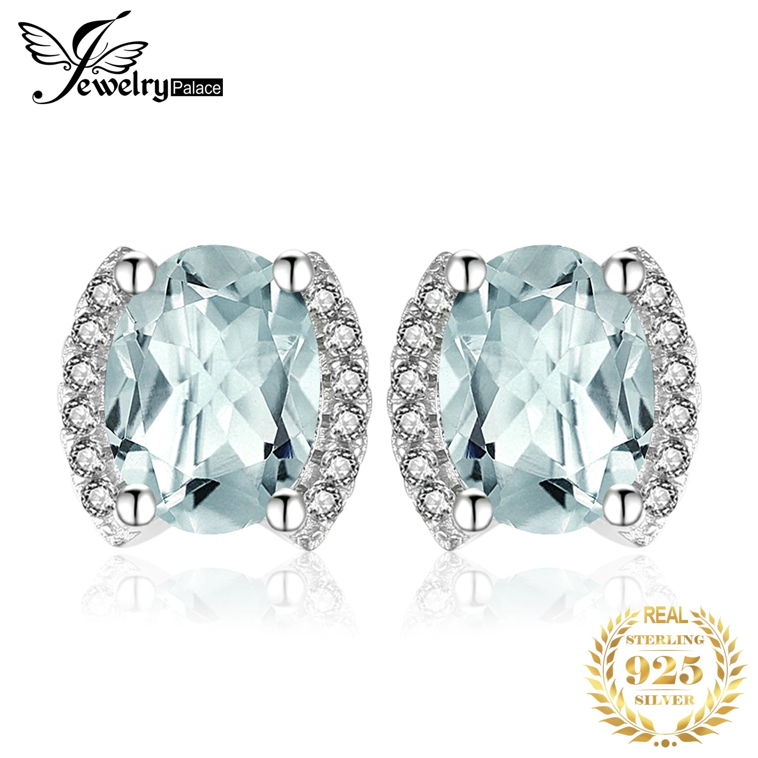 JewelryPalace Echtem 2,3 ct Oval Grün Amethyst 925 Sterling Silber Stud Ohrringe für Frauen Erklärung Edelstein Feine Schmuck