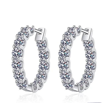 2,6 CT D Farbe Moissanit Creolen 925 Sterling Silber vergoldet mit 18 Karat Gold Ohrringe für Frauen Funkelnder Partyschmuck