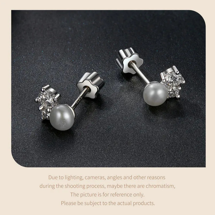 Bamoer U Moissanit-Ohrstecker, natürliche Süßwasserperlen-Ohrringe, Original für Damen, Luxus-Schmuck, Geschenk, 925er Sterlingsilber