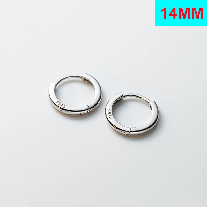 Inzatt echtes 925er Sterling silber 10/12/14/16/18mm runde Creolen für Damen klassischer edler Schmuck geometrische Accessoires