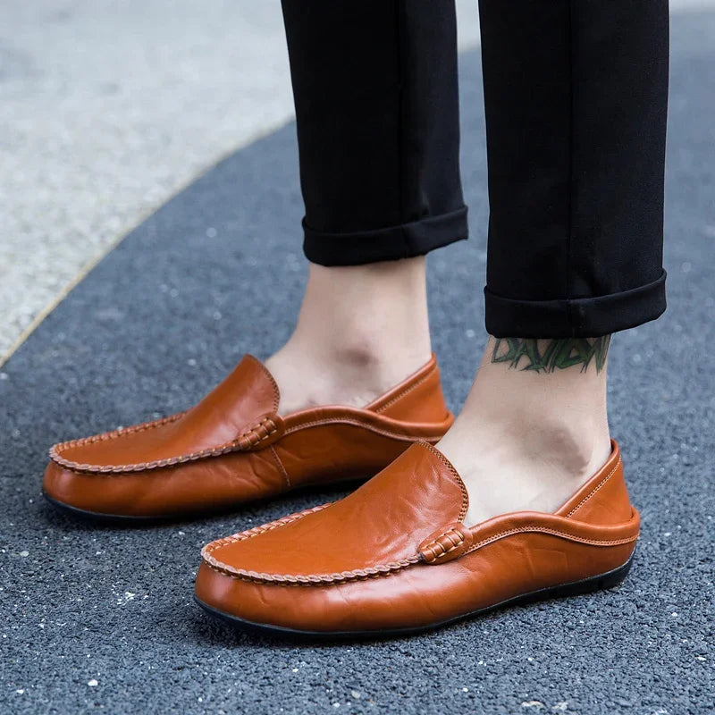 Männer Schuhe Casual Echtes Leder Herren Loafer Mokassins Designer Slip auf Boot Schuhe Hohe Qualität Chaussure Homme Plus Größe 37-47