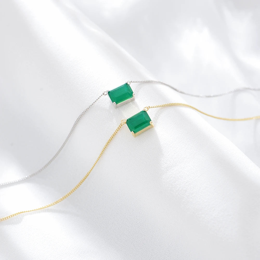 Schlüsselbein Kette Charme Smaragd Halskette klassische Luxus Edelstein Single Zirkon Halskette Schmuck s925 Silber Damen