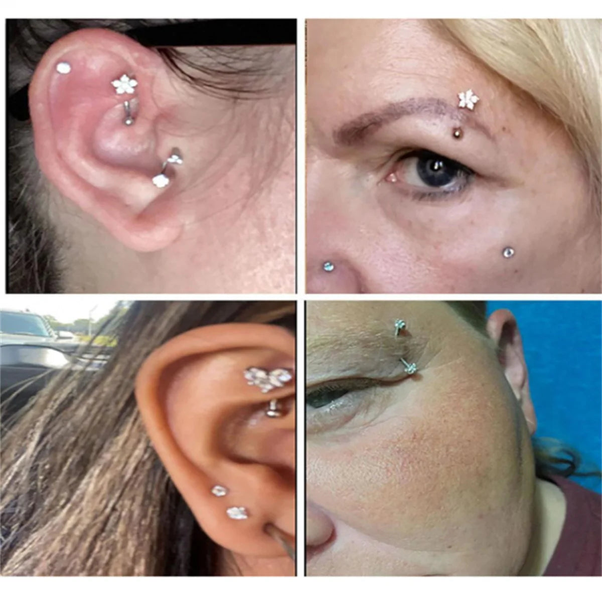 11er Set Hypoallergener Piercing Schmuck Edelstahl fur Knorpel und Augenbraue