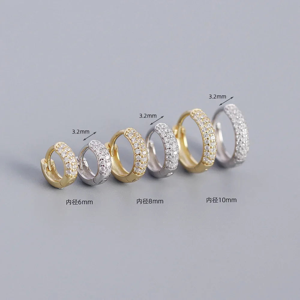 INZATT Echt 925 Sterling Silber 18 Karat Gold Voller Zirkon Runde Creolen für Frauen OL Edlen Schmuck Licht Luxus zubehör