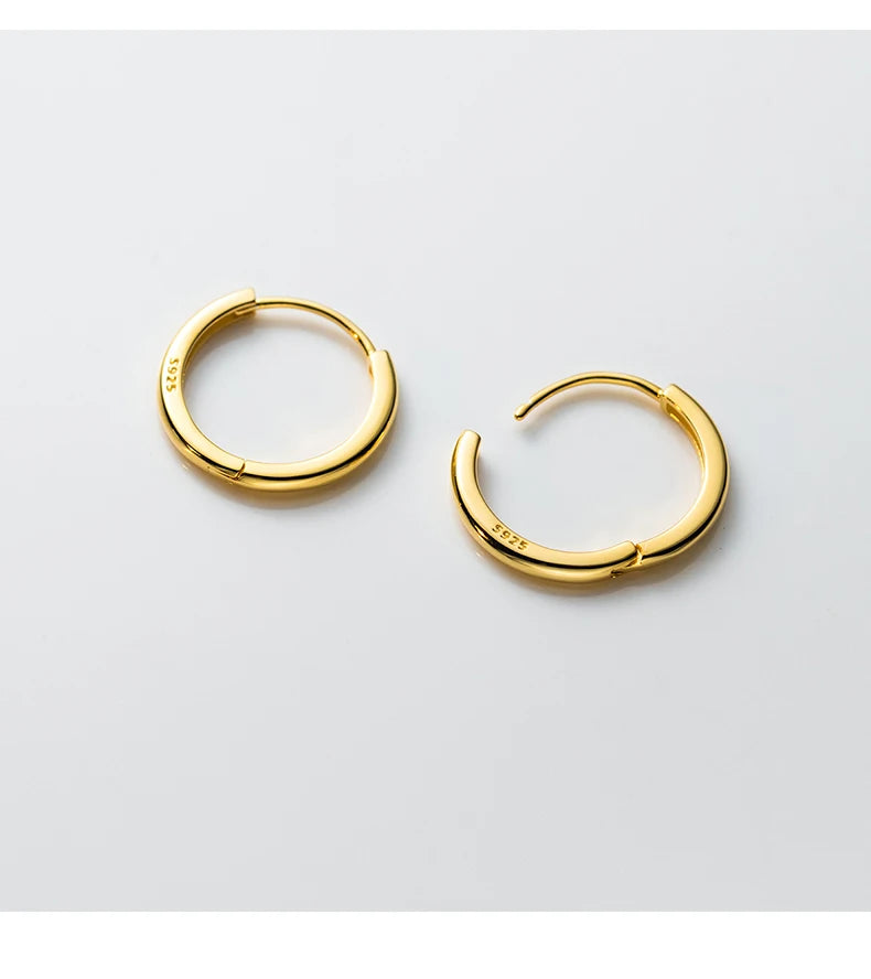 MODIAN 925 Sterling Silber Einfache Kreis-Ohrschnalle 14 mm - 18 mm platinierte hypoallergene Creolen für Damenschmuck