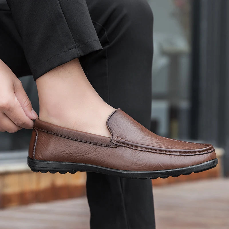 Echtes Leder Männer Schuhe Casual Luxus Marke Männer Müßiggänger Italienischen Mokassins Atmungsaktive Slip auf Männer Fahren Schuhe Chaussure Homme