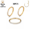 1/10/50PCS Edelstahl Zirkon Klapp Segment Nase Septum Clicker Ring Runde Ohrringe Hoops Ohr Tragus helix Piercing Schmuck